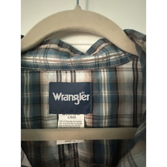 Wrangler Pearl Snap Western Shirt Mens Large Long Sleeve Plaid - Picture 3 of 7